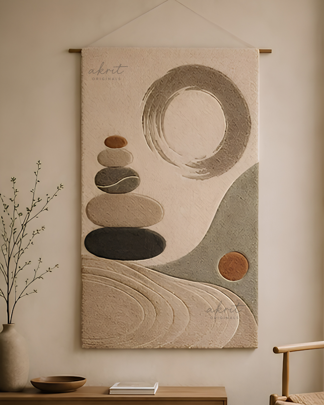 Zen Harmony Handmade Wool Wall Hanging