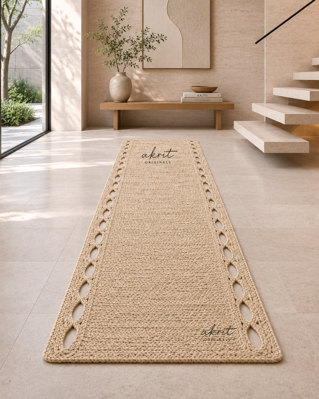100% Jute Braided Runner | Custom Size | Boho Home Decor