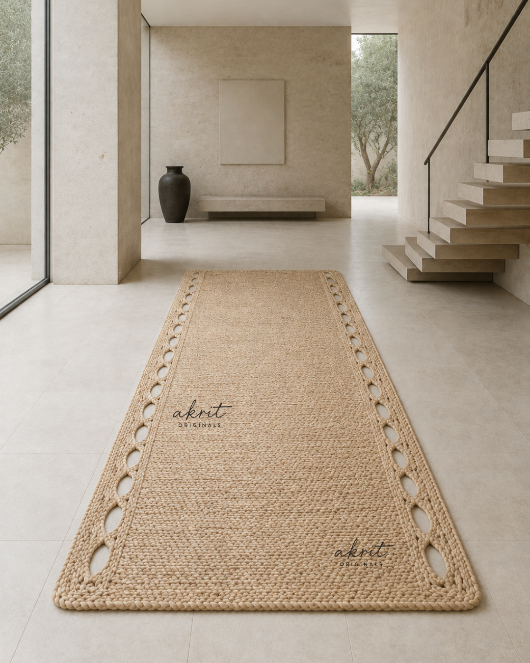 100% Jute Braided Runner | Custom Size | Boho Home Decor
