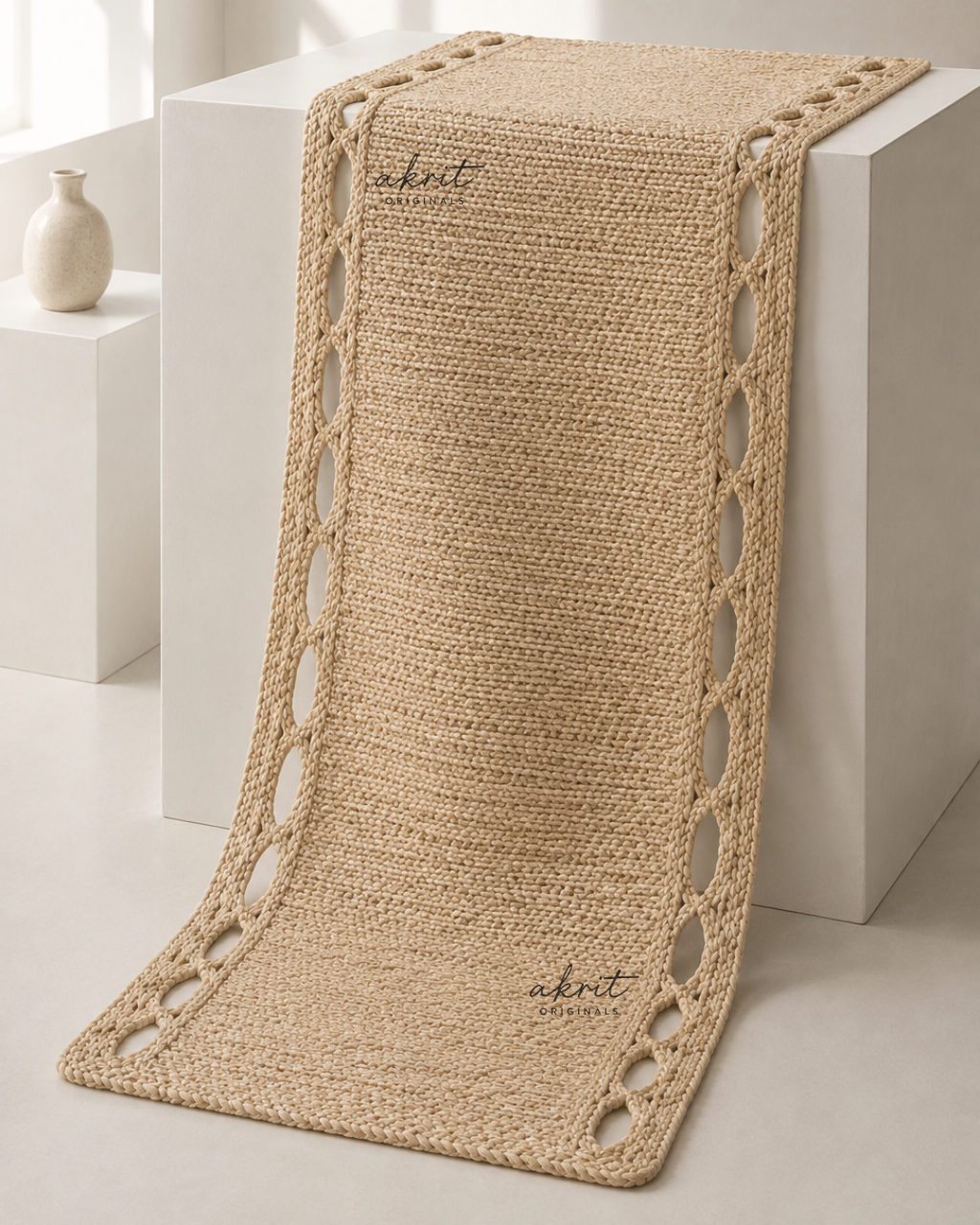 100% Jute Braided Runner | Custom Size | Boho Home Decor