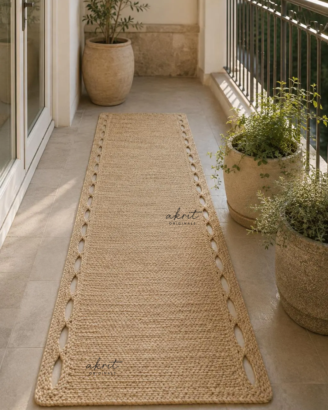 100% Jute Braided Runner | Custom Size | Boho Home Decor