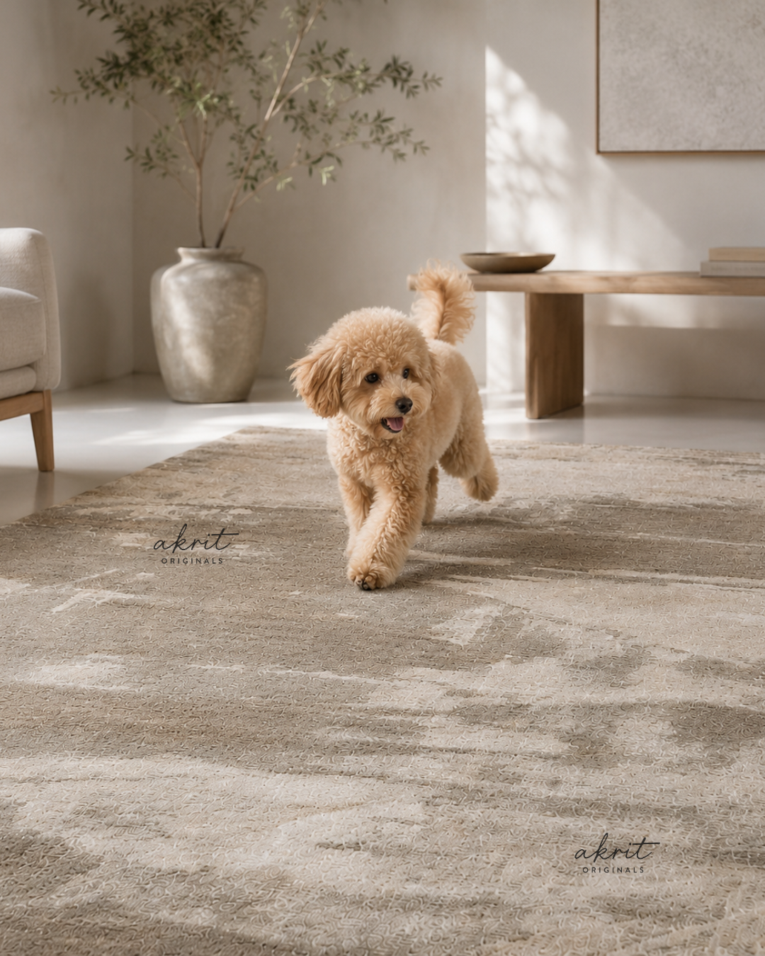 Hand Tufted Wool & Viscose Rug | Japandi Abstract Neutral Area Carpet