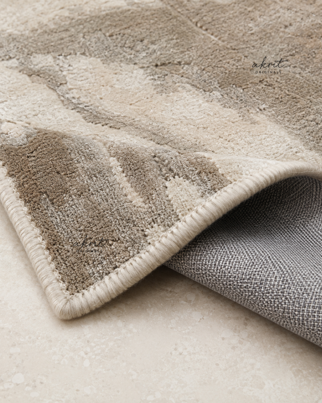 Hand Tufted Wool & Viscose Rug | Japandi Abstract Neutral Area Carpet