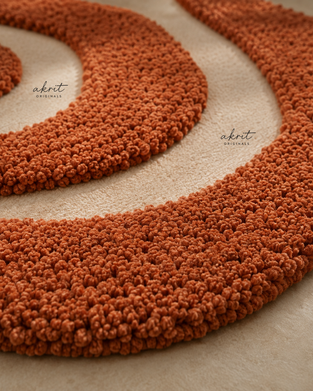 Terracotta Amoeba Carpet | Sculptural Organic Area Rug |