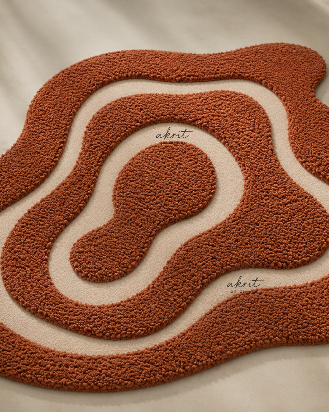 Terracotta Amoeba Carpet | Sculptural Organic Area Rug |