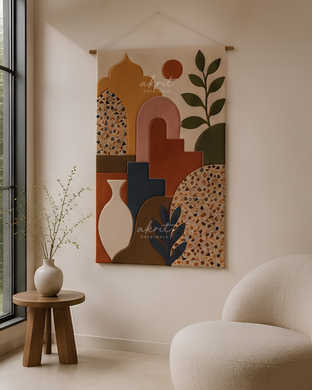 Handmade Indian Architecture and Contemporary Design Wall Hanging | Wool