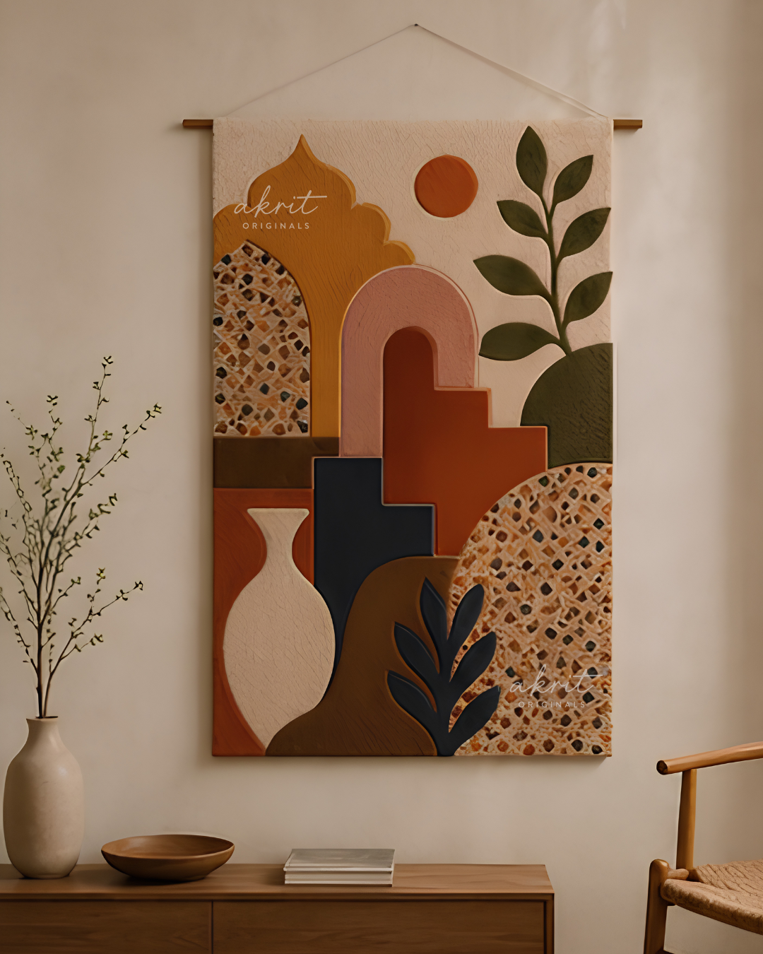 Handmade Indian Architecture and Contemporary Design Wall Hanging | Wool