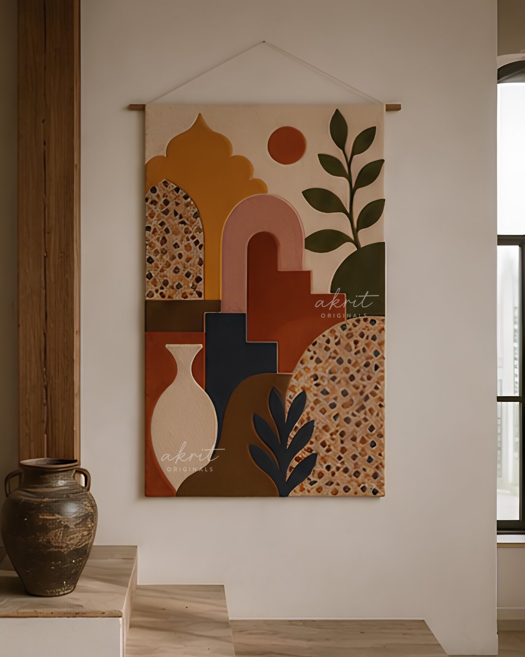 Handmade Indian Architecture and Contemporary Design Wall Hanging | Wool