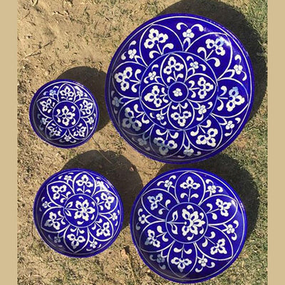 Blue Pottery Blue & White Floral Surahi Vase – 8 Inch