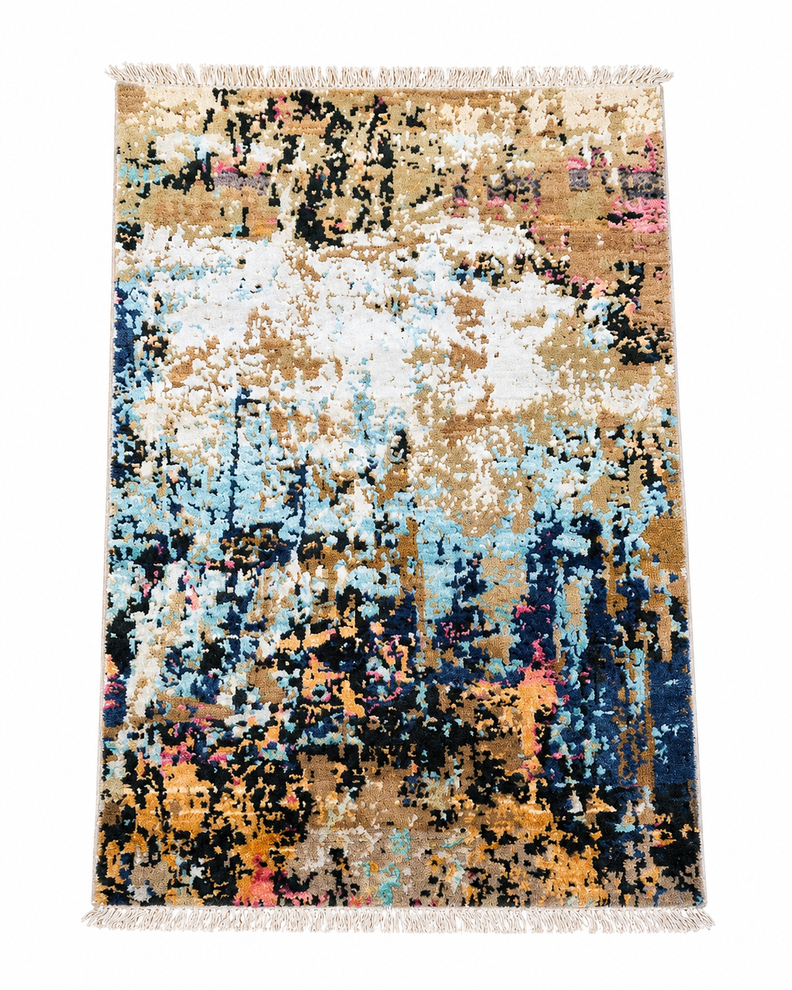 Modern Abstract Area Rug 2.6 x 4 ft – Premium Soft Carpet with Artistic Multicolor Design & Tassel Finish for Living Room, Bedroom & Office