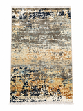 Modern Abstract Area Rug 2.6 x 4 ft – Premium Soft Carpet with Grey, Beige & Navy Distressed Pattern | Decorative Rug for Living Room, Bedroom & Office