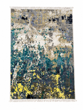 Modern Abstract Area Rug 2.6 x 4 ft – Premium Soft Carpet with Grey, Teal & Yellow Artistic Design | Decorative Rug for Living Room, Bedroom & Office