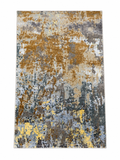 Modern Abstract Area Rug 2.6 x 4 ft – Premium Soft Carpet with Grey, Gold & Blue Artistic Design | Decorative Rug for Living Room, Bedroom & Office