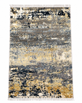 Modern Abstract Area Rug 2.6 x 4 ft – Premium Soft Carpet with Grey, Navy & Gold Distressed Design | Decorative Rug for Living Room, Bedroom & Office