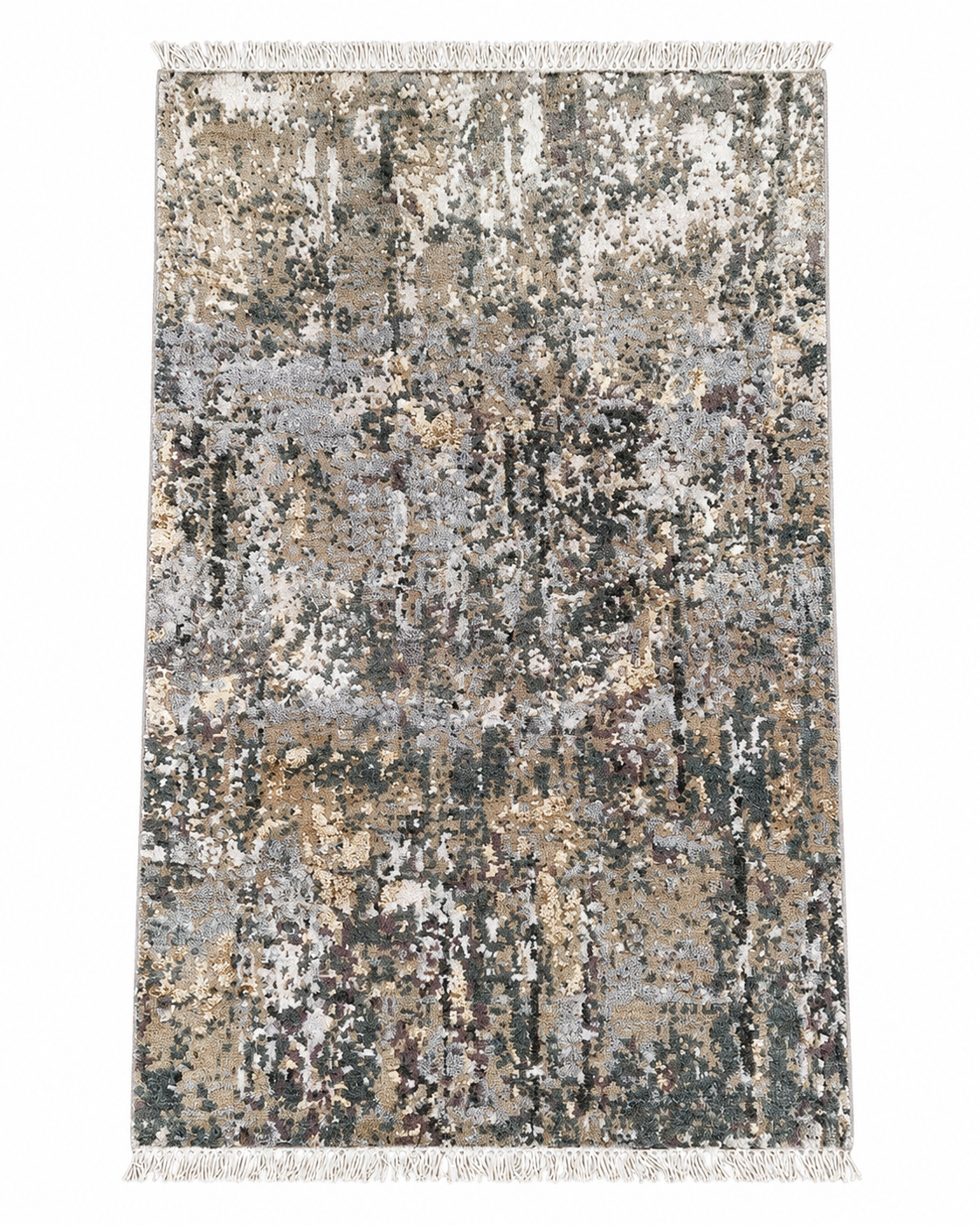 Modern Abstract Area Rug 2.6 x 4 ft – Premium Soft Carpet with Beige, Grey & Earth-Tone Distressed Design | Decorative Rug for Living Room, Bedroom & Office