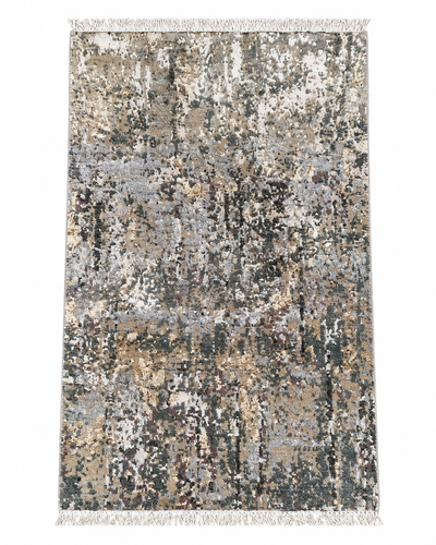 Modern Abstract Area Rug 2.6 x 4 ft – Premium Soft Carpet with Beige, Grey & Earth-Tone Distressed Design | Decorative Rug for Living Room, Bedroom & Office