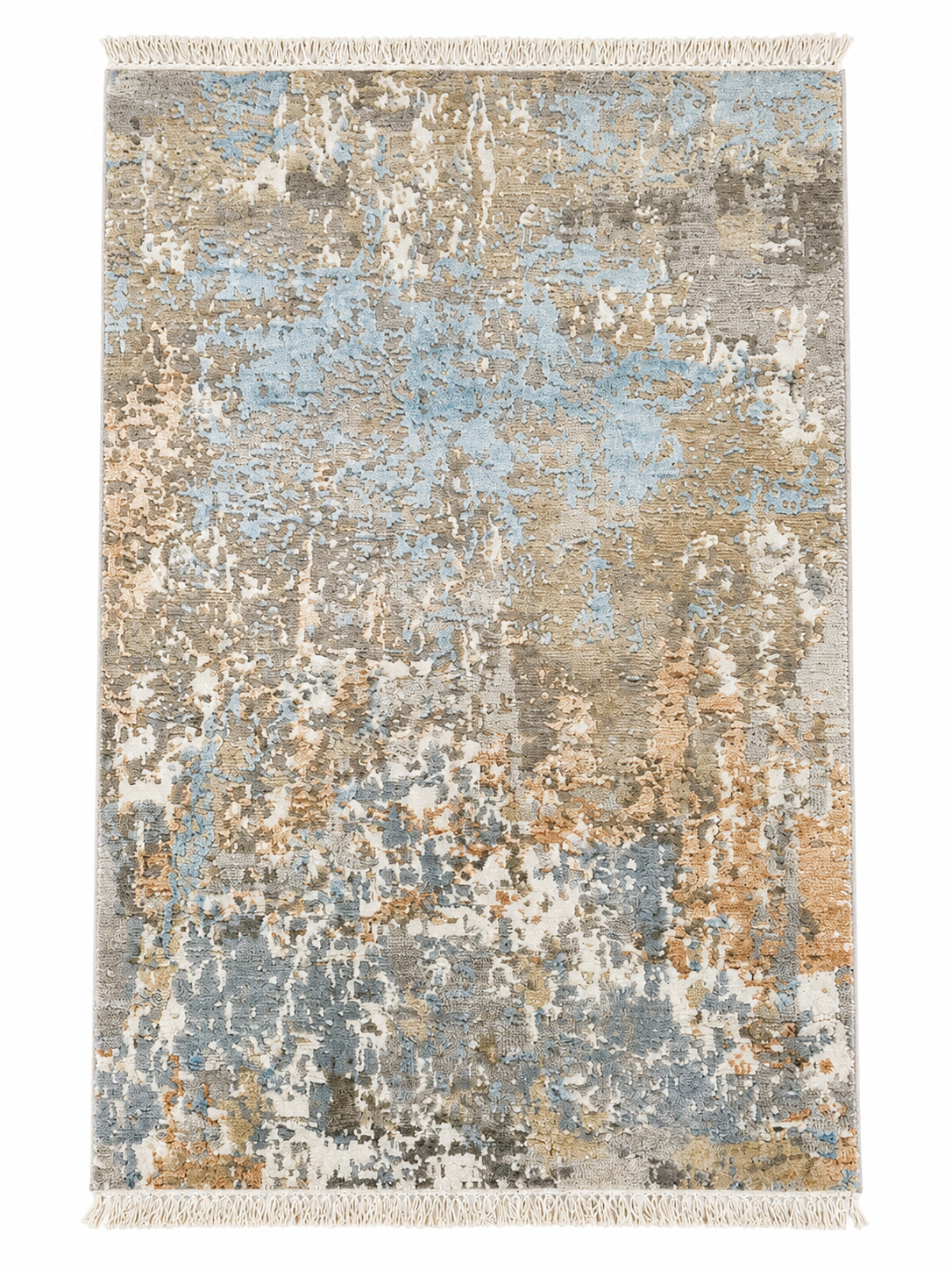 Modern Abstract Area Rug 2.6 x 4 ft – Premium Soft Carpet with Blue, Grey & Beige Artistic Design | Decorative Rug for Living Room, Bedroom & Office