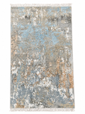 Modern Abstract Area Rug 2.6 x 4 ft – Premium Soft Carpet with Sky Blue, Grey & Beige Distressed Design | Decorative Rug for Living Room, Bedroom & Office