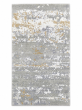 Modern Abstract Area Rug 2.5 x 4 ft – Premium Soft Carpet with Grey, White & Gold Distressed Design | Decorative Rug for Living Room, Bedroom & Office
