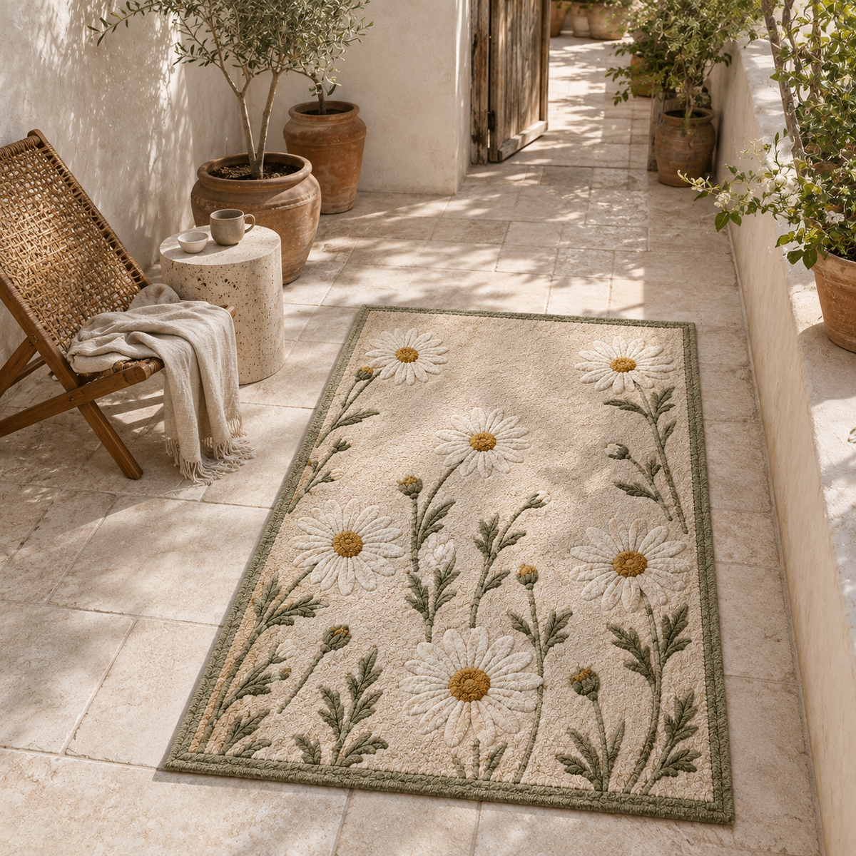 Handmade Daisy Garden Rug | Hand Tufted Wool Carpet