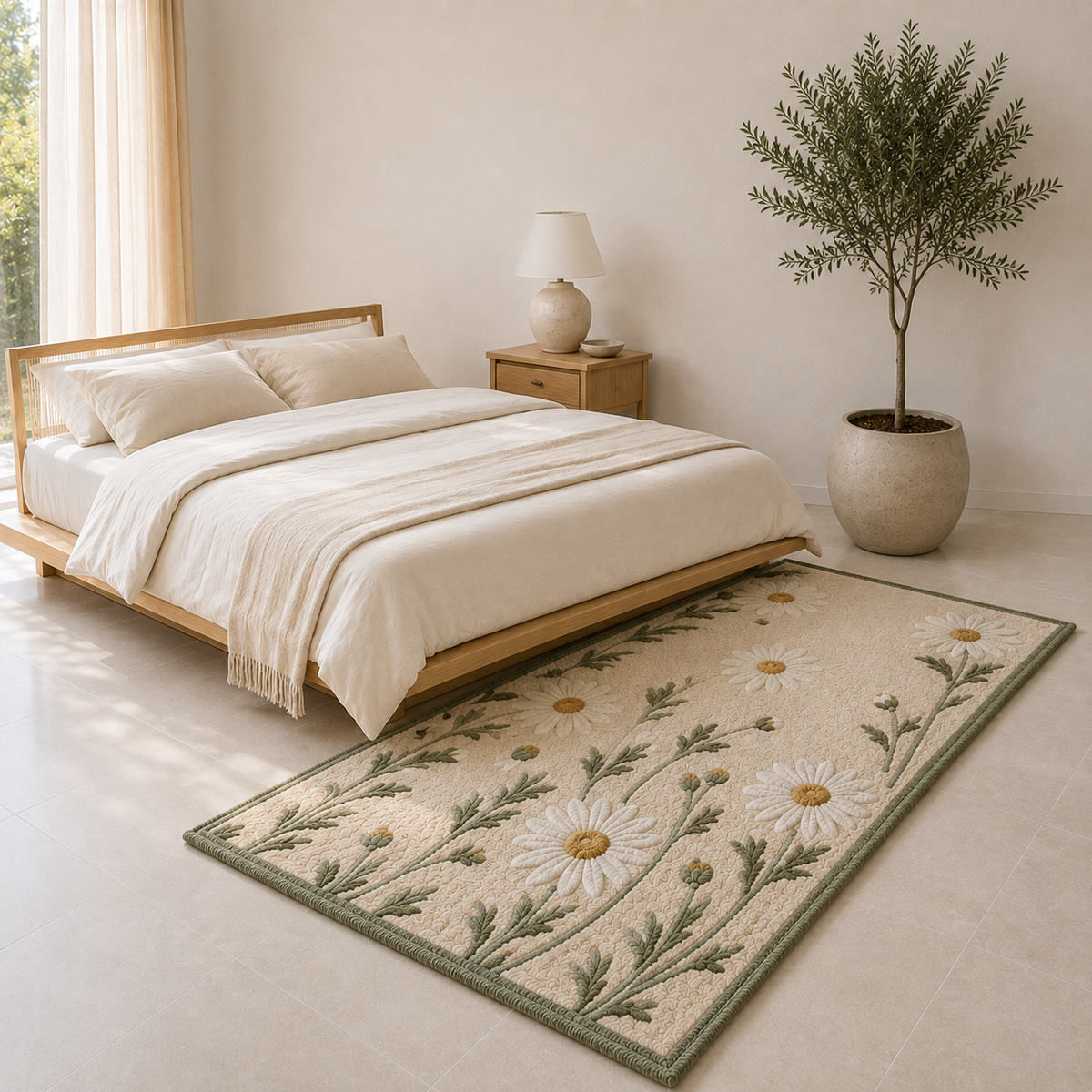 Handmade Daisy Garden Rug | Hand Tufted Wool Carpet