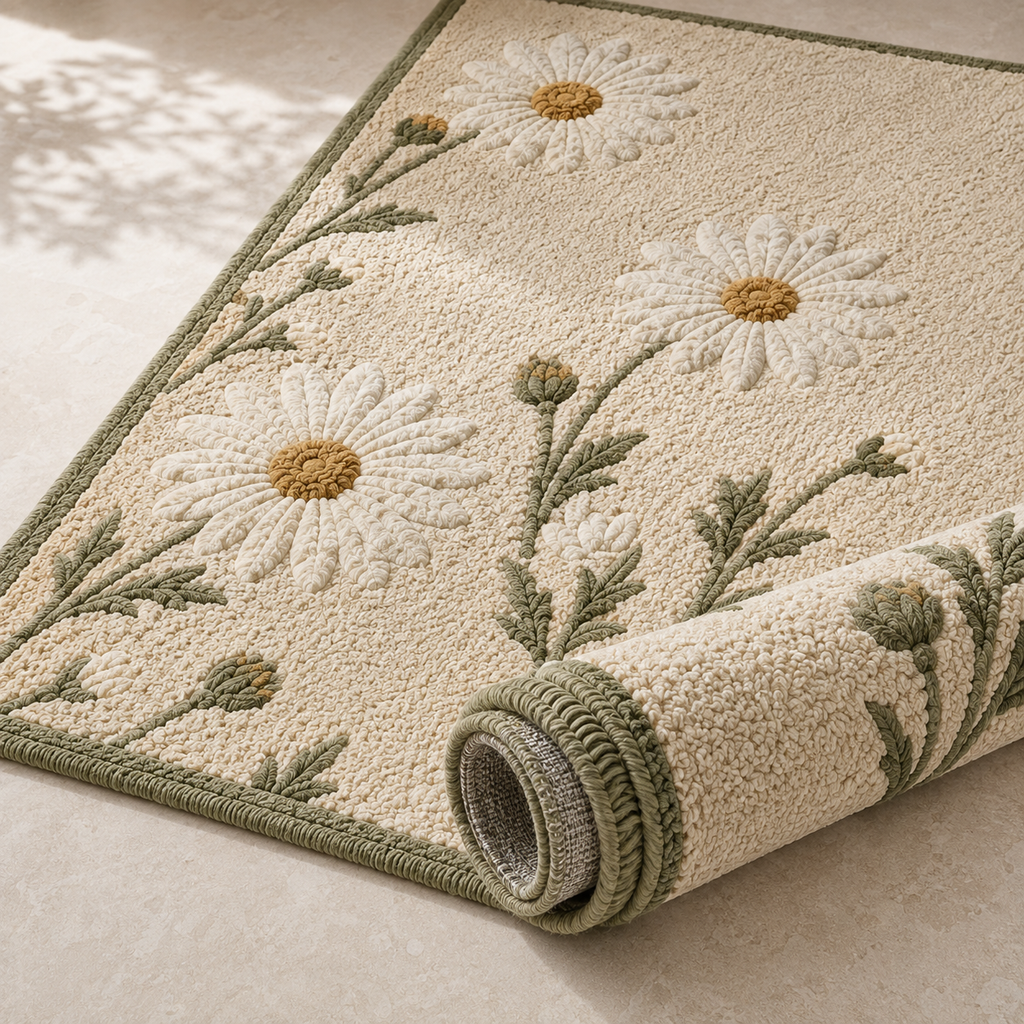 Handmade Daisy Garden Rug | Hand Tufted Wool Carpet