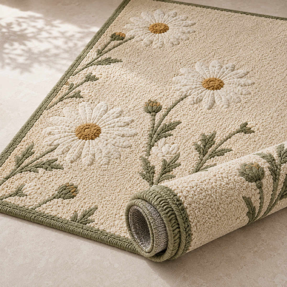 Handmade Daisy Garden Rug | Hand Tufted Wool Carpet