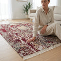 Wool Bamboo Silk Abstract Rug – Handwoven Textured Finish in Rust & Neutral Tones (2x3 ft)