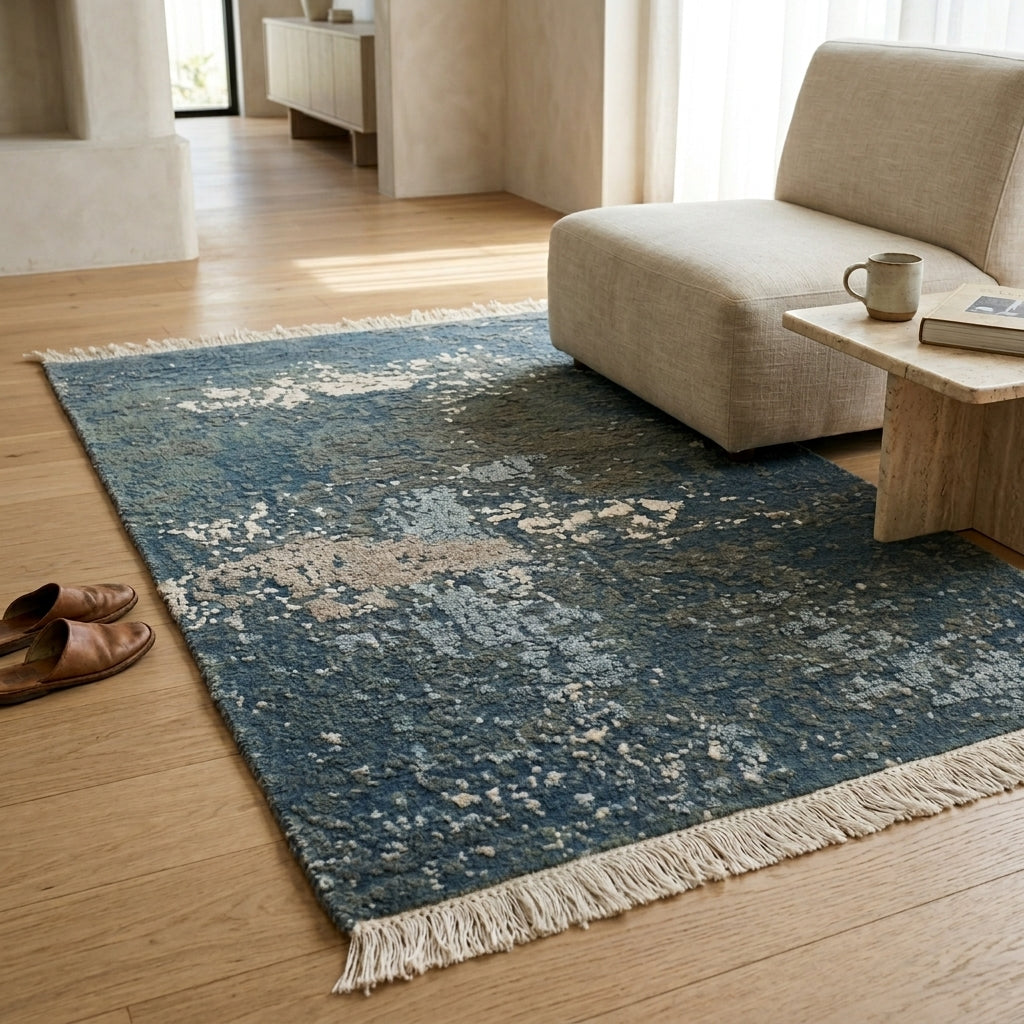 Wool Bamboo Silk Handwoven Rug – Soft Luxe Textured Finish (2x3 ft)