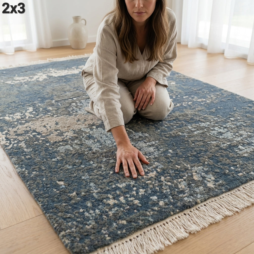 Wool Bamboo Silk Handwoven Rug – Soft Luxe Textured Finish (2x3 ft)